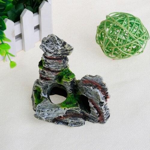 P15D Mountain View Aquarium Rock Cave Tree Bridge Fish Tank Ornament Decoration Decor