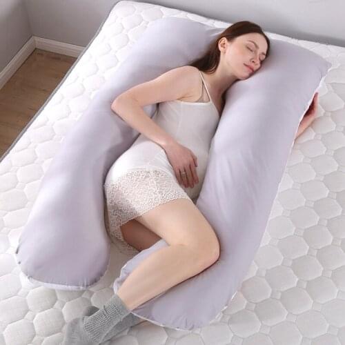 Side Sleeping Support Pillow For Pregnant Women Body Sky blue Rabbit Print U Shape Maternity Pillows Pregnancy Sleepers