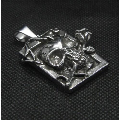 Rose Skull Pendant 316L Stainless Steel Fashion Cool Mens Skull Pendant