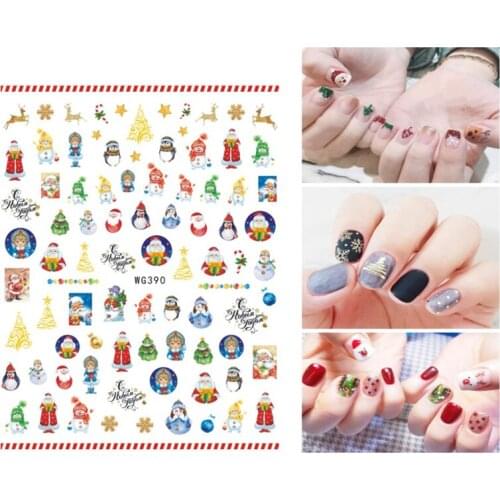 Christmas Collection Nail Stickers Santa Claus White Snowman Penguin Pattern Nail Stickers Nail Slider Beauty Decoration