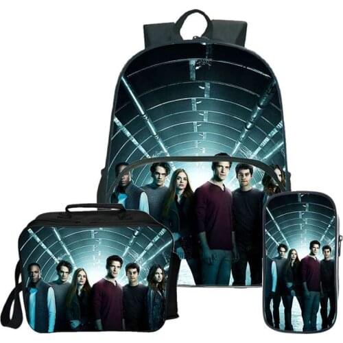 Teen Wolf Print Backpack College Bookbag Mochila 3pcs/set Teen Wolf Teen Girls Boy Backpack Teen Wolf SchoolBag Pencil Case