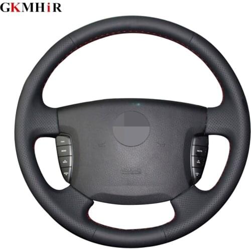 DIY Black Soft Artificial Leather Hand-stitched Car Steering Wheel Cover for Ssangyong Actyon Kyron