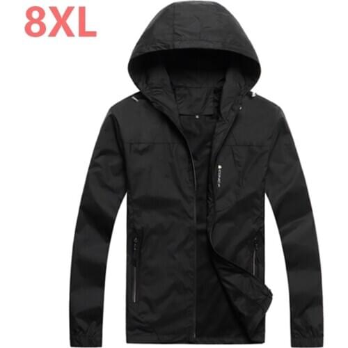 Loose Fashion high quality mens jacket hooded jacket men leisure thin coat zipper jacket large size 6XL 7XL free delivery