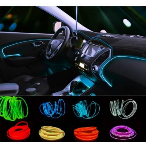 1M/2M/3Meter/5M Interior Lighting EL Wire Rope Tube Line Flexible Neon Strip In Car Light 12V Drive Led Auto Accessories