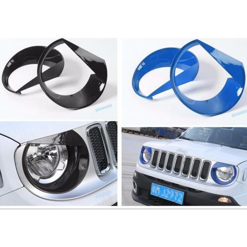 Yimaautotrims Front Head Lights Lamp Cover Ring Trim 2 Pcs Fit For Jeep Renegade 2015 2016 2017 2018 Colorfully Exterior Kit