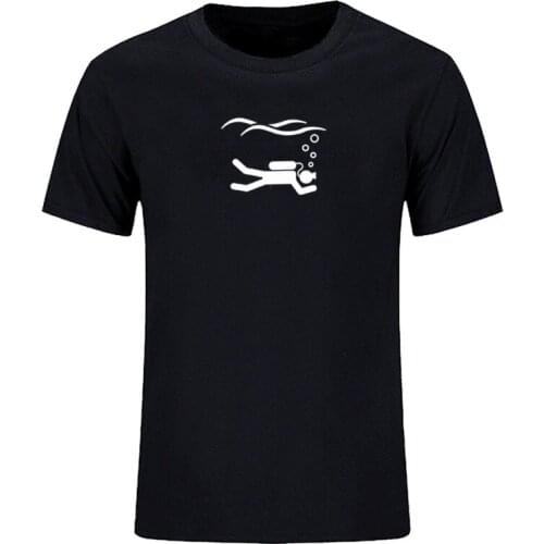 Fun mens T-shirt round neck casual cotton fun diving print short sleeve summer