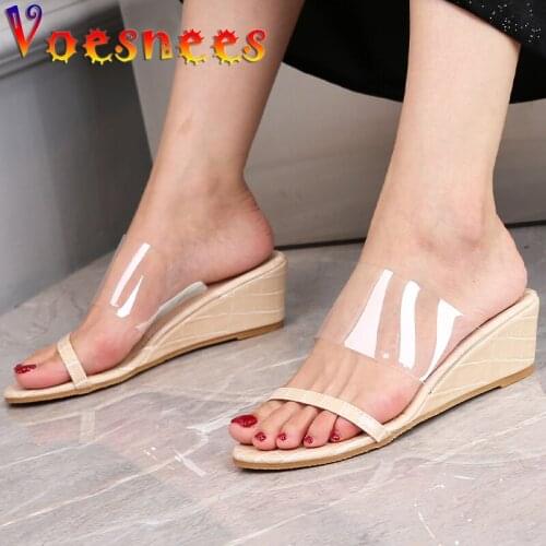 Women Sandals Korean Style Transparent Platform Sandals Women Summer Wedges Slipper Indoor Outdoor Beach Shoes Female Slippers