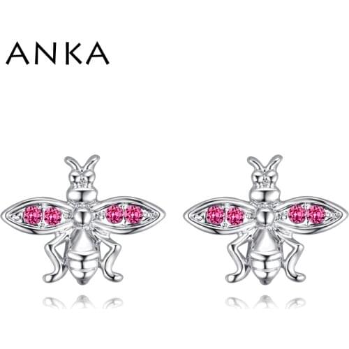 ANKA simple bee stud crystal earrings for women rhinestone earrings jewelry fashion jewelry part gift #131731