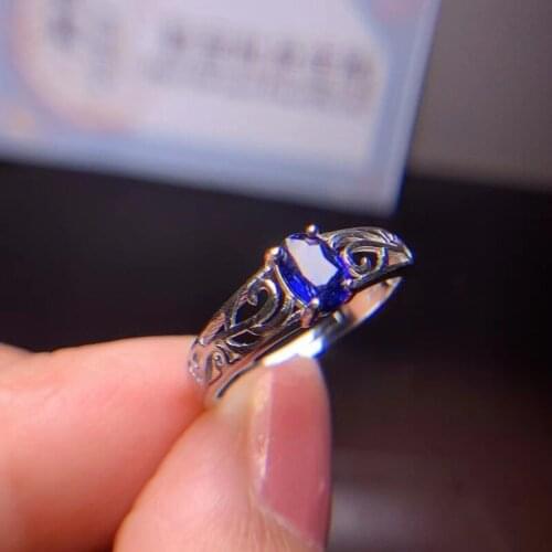 925 Sterling Silver Simple Elegant Flower Ring with 100% Natural Precious Gemstone Blue Sapphire Rings Fine Jewelry for Women