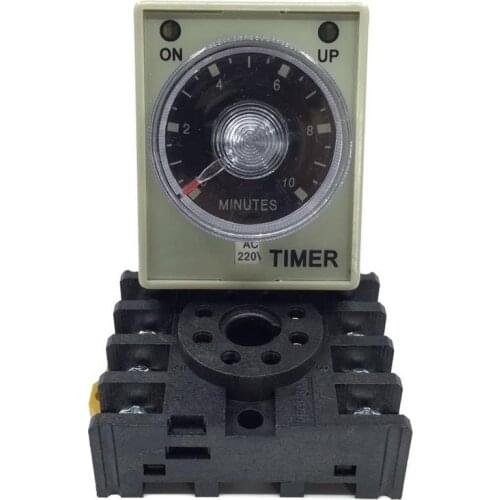 1PC AH3-3 Power On Delay Timer Time Relay 1S 3S 6S 10S 30S 60S 3M 6M 10M 30M 60M With PF083A Base 220VAC