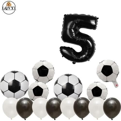 15pcs 30inch black 1 2 34 5 6 7 Numbers Football Foil Balloons Soccer Globos for Baby Shower Birthday Party decoration supplies