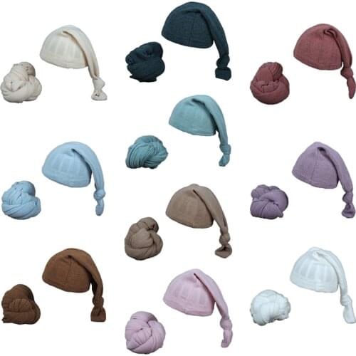 2 Pcs Baby Receiving Blanket+Beanie Cap Set Infants Sleeping Swaddle Wrap Hat