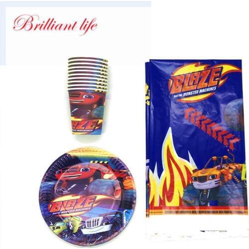 21/41 pcs Blaze And The Monster Machines Theme Party Decoration Supplies Birthday Paper Cups Plates Disposable Tablecloth Supply