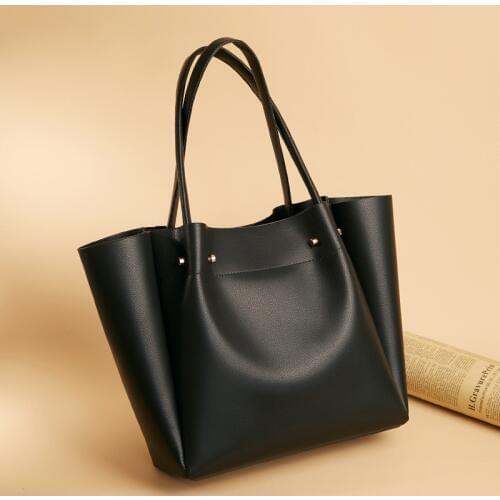 Amberler Women Large Capacity PU Leather Tote Handbags High Quality Ladies Shoulder Messenger Bags New Fashion Female Bucket Bag