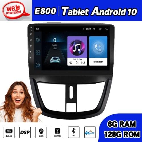 2 Din Car Radio Navi Bt Player For Peugeot 207 207CC 2013 Tablet Android 10.0 GPS Head Unit Multimedia Autoradio