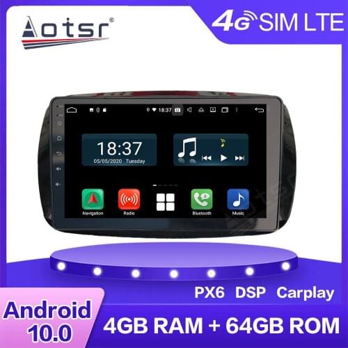 Car Android DVD Player For Mercedes-Benz Smart 2015+ Multimedia Radio Stereo PX6 64G Car GPS Navigation 4G LTE WIFI BT Head Unit