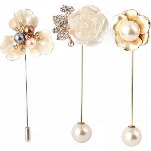 Camellia Butterfly Simulated Pearl Brooch Pin Dress Rhinestone Decoration Buckle Pin Jewelry Elegant Brooches For Women