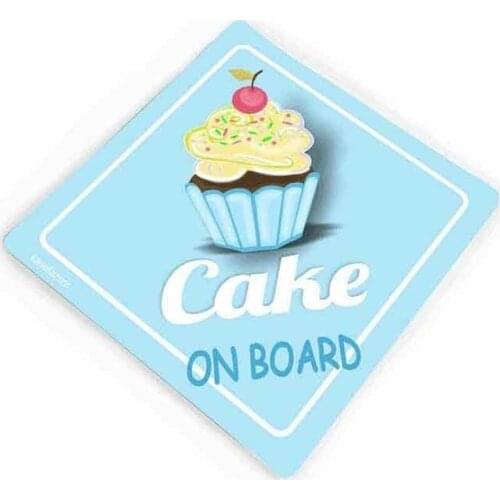 Dawasaru Car Styling Cake on Board Car Sticker Cute Blue Cupcake Car Bumper Window Sticker 13cm X 12cm