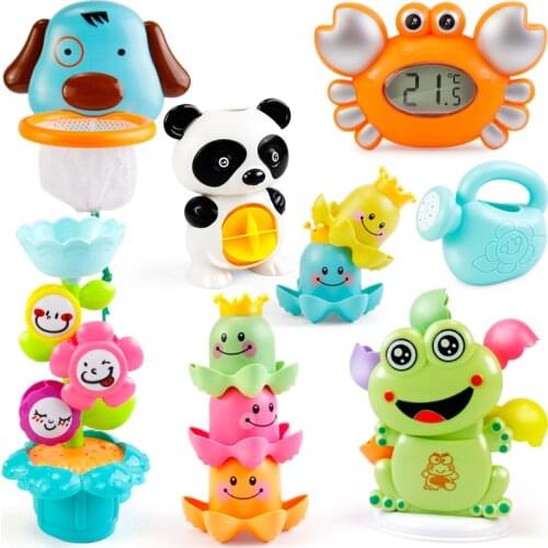 Dropship Children Bath Toy Plastic Duck Crab Bath Net Watering Can roller Wading Bathroom Education for Kids Swimming Water Toys
