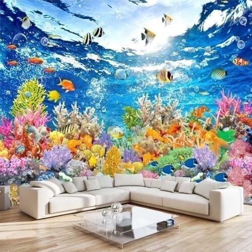Photo Walpaper lHD Underwater World 3D Mural Wallpaper Living Room Kids Bedroom Backdrop Wall Painting Frescoes Papel De Parede