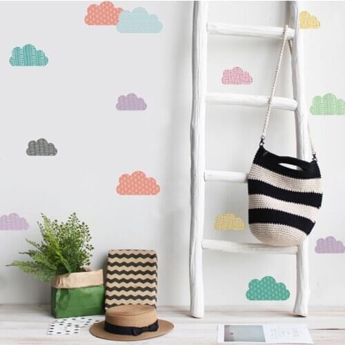 Fun Life DIY Color Clouds Wall Stickers Christmas Pine Wall Decals Girl Room Wall Decoration for Living Room Bedroom Murals