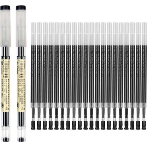 11Pcs/Lot 0.35mm Gel Pen Ultra Fine Finance Black/Blue/Red ink Refills Rod Gelpen For School Office Exam Pen Supplies Stationery