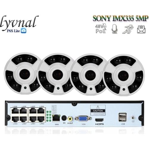 LYVNAL 8CH POE NVR Kit H.265 5MP ip camera POE 48v microphone 8ch poe nvr system plug and play p2p onvif Surveillance poe kit