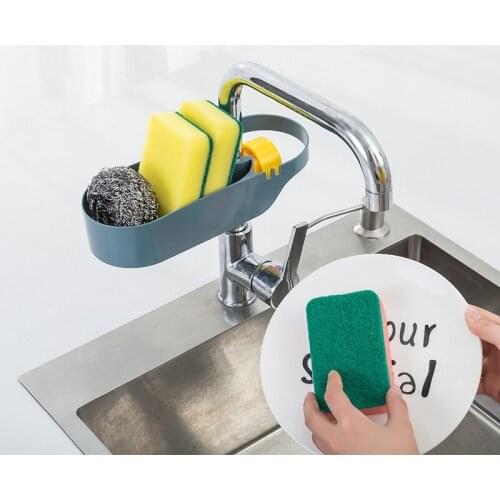 Creative spiral buckle kitchen multifunctional sink drain basket hanging rectangular plastic drain rack shelf Storage Rack 2pcs