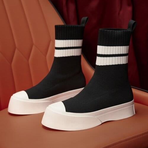 INS fashion breathable ankle boot women socks shoes female white sneakers casual elasticity wedge platform shoe zapatillas mujer