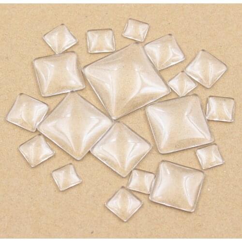 10mm 12mm 15mm 20mm 25mm 30mm Square Flat Back Clear Glass Cabochon,Factory Wholesale Promotion,High Quality DIY Jewelry