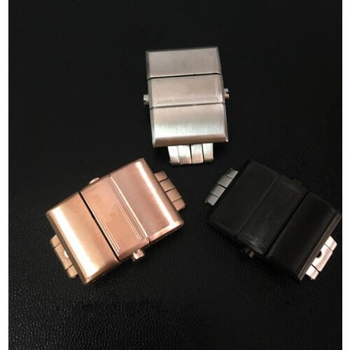 MERJUST 20MM Silver RoseGold Black Stainless Steel Butterfly Buckle Clasp For Ulysse Nardin Watch Buckle With engraving