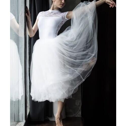 2021 NEW Professional adult ballet short skirt, elastic belt short skirt, long net lace short skirt, white, black, pink and red