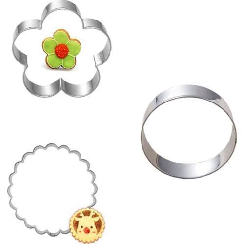 New 3pcs/set Flower Round Petal Knife Decoration Cake Fruit Vegetable Biscuit Cookie Cutter Tools Bakeware Set Stainless Steel