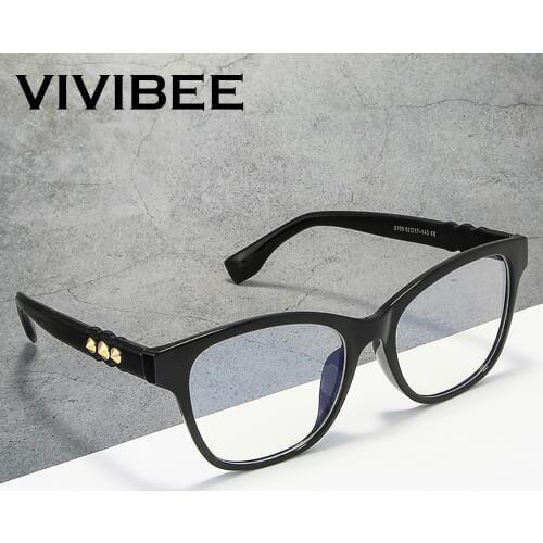 VIVIBEE Retro Anti Blue Light Glasses Men 2020 Black Square Frame Computer Women Blocking Rays Brille Rivet Eyeglasses