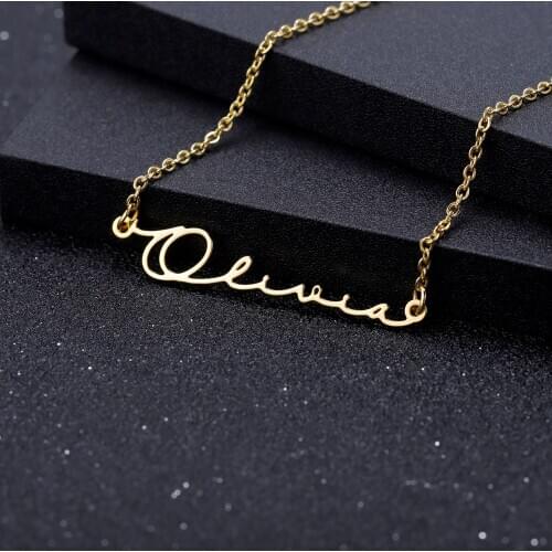 Custom Name Necklace HandWritten Font Necklace High Quality Stainless Steel Jewelry Necklace For Women Personalized Jewelry