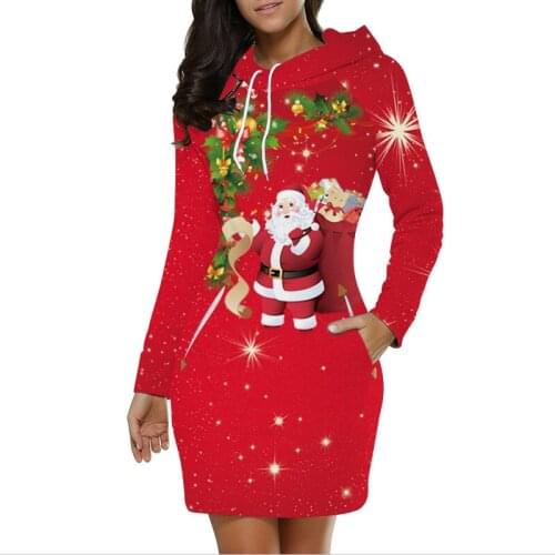 Christmas 3D print Pullover womens autumn loose long sleeve Hoodie medium long fashion pocket Hoodie womens 2021 NEW блузки