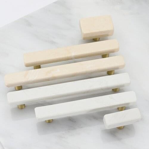 White Marble and Zinc Alloy Cabinet Knobs and Handles Simple Wardrobe Handle Drawer Pulls Nordic Style Furniture Handle