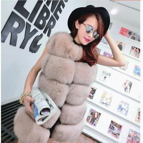 Savabien Winter Thick Warm Korean Faux Fox Fur Vest Coat 2019 Women Plus Size Sleeveless O Neck Fake Fur Jacket Festival Coats