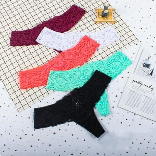 Sexy Lace Floral Thong Ladies Panties Hollow Out Female Panties Women Girls T-back Underwear EU Size S-XL