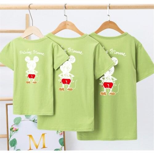 Family Matching Clothes Kids Disney Mickey Mouse Print Tshirt Dad Daughter Matching Outfits Shirt Maman Fille Family Look Tops
