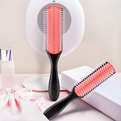 Fashion Hair Comb 9 Rows Styling Hair Brush Straight Curly Hair Detangling Brush Scalp Massage Hairbrush for Women Home Salon