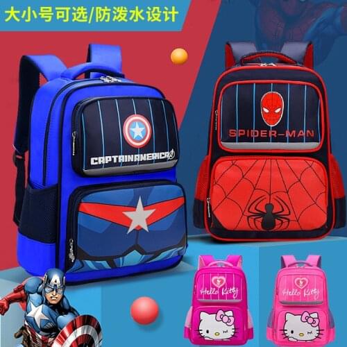 Disneys New Pupils Captain America Schoolbag Spiderman Backpack 1-3-6 Grade Boys and Girls Schoolbag