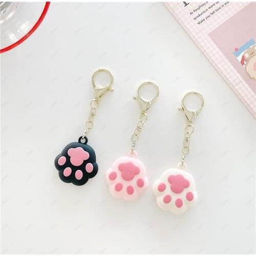 Cute Pink White Cat paw Anti-lost Full Protective Cover Soft Location Tracker Protector for AirTags Bluetooth Tracker Accessory
