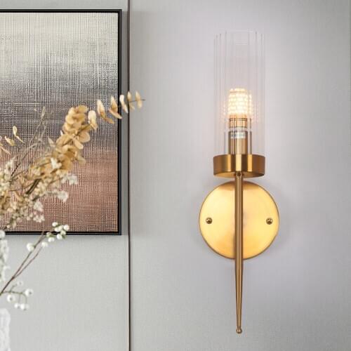 Modern Luxury Gold Wall Sconces Light Bedroom Bedside Living Room LED Wall Lamps Glass Tube shade Indoor Lighting Fixtures