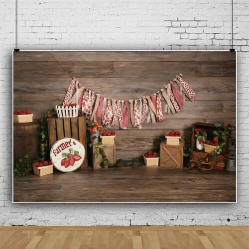 Vinyl Wood Backdrop Photography Farmers Fruit Shop Potted Flowers Floor Ribbon Child Baby Portrait Photo Background Photostudio