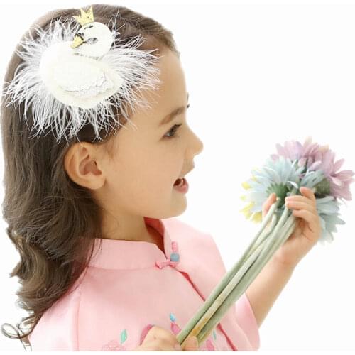 Hairgrips Kawaii Girl Hair Clip Headwear Party Hair Decor Princess Plush Swan Glitter Barrette for Children Hair Accessories