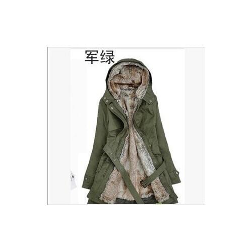 2020 New Womens Winter Warm Thick Long Jacket Hooded Parka Solid Color Long Sleeves Belt Leisure Time Comfortable