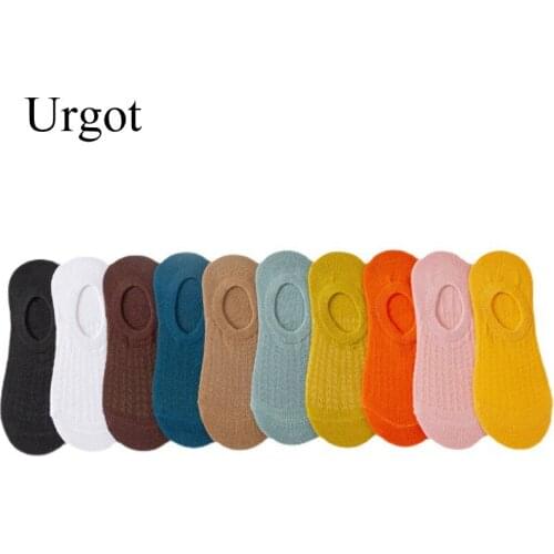 Urgot 3 Pairs Womens Boat Socks Female Invisible Ladies Summer Japanese Silicone Non-slip Short Cotton Socks Hollow Mesh Socks