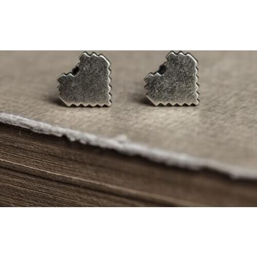 925 Sterling Silver Pixel Heart Stud Earrings Fashion Women Punk Earrings Vintage Party Wedding Jewelry Gifts for Women Jewelry