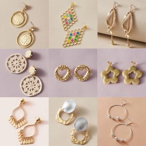 Tocona Charming Leopard Geometric Drop Dangle Earrings for Women Gold Color Alloy Metal Long Chain Party Jewelry Accessories